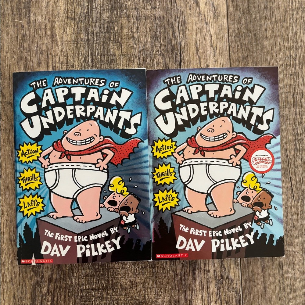 Scholastic Captain Underpants Book Pair with Blue and Red Accents